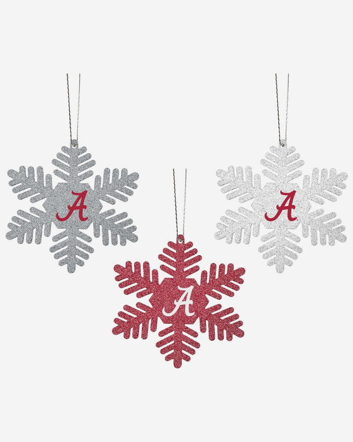 Alabama Crimson Tide 3 Pack Metal Glitter Snowflake Ornament FOCO - FOCO.com