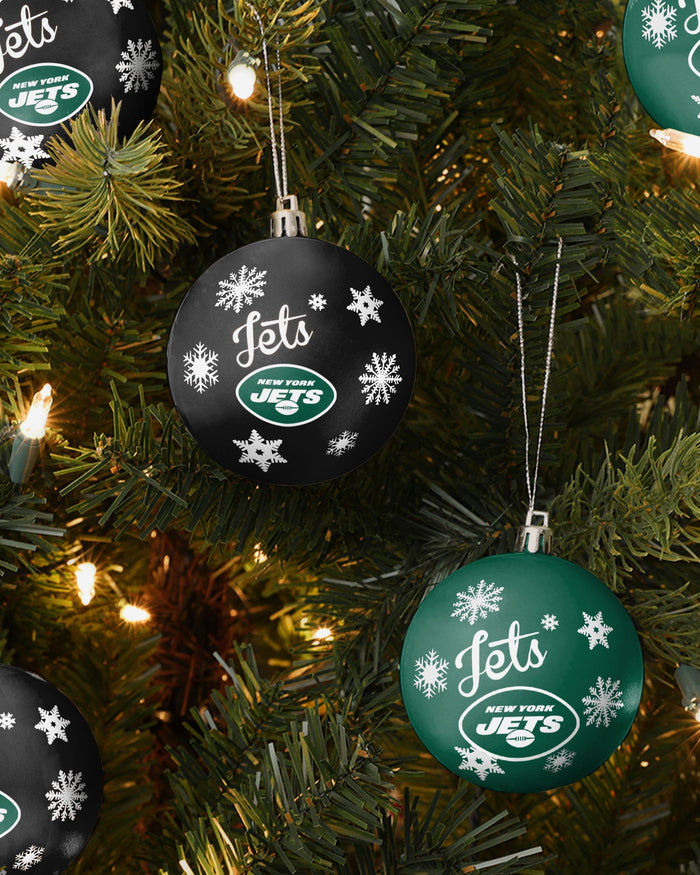 New York Jets 5 Pack Shatterproof Ball Ornament Set FOCO - FOCO.com