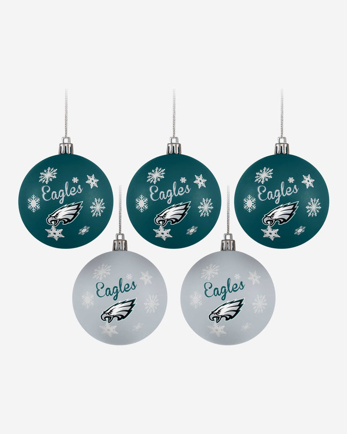 Philadelphia Eagles 5 Pack Shatterproof Ball Ornament Set FOCO - FOCO.com