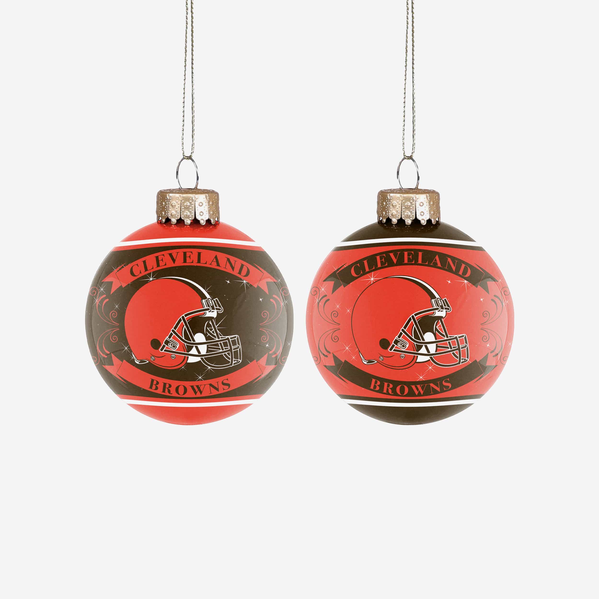 Cleveland Browns NFL 2 Pack Glass Ball Ornament Set