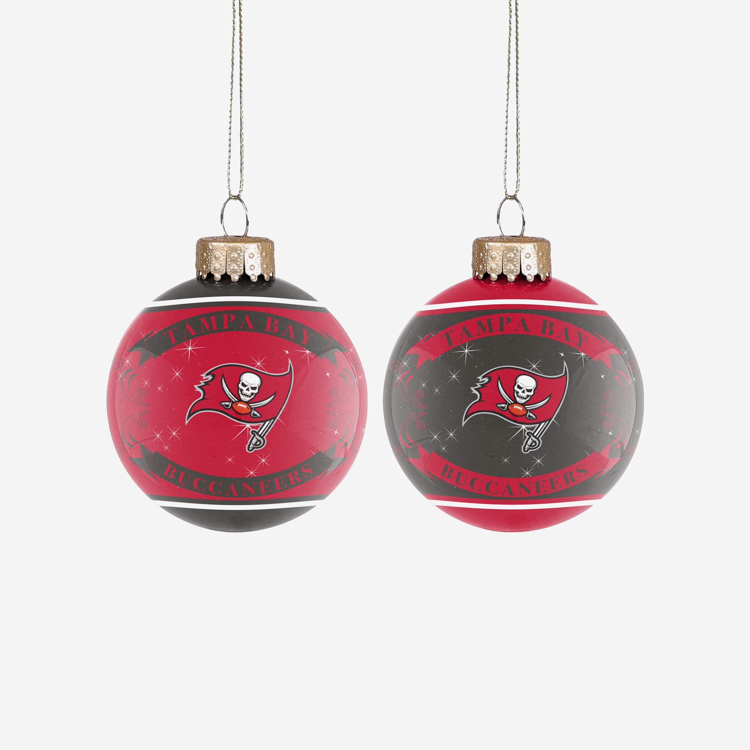 Tampa Bay Buccaneers NFL 2 Pack Glass Ball Ornament Set