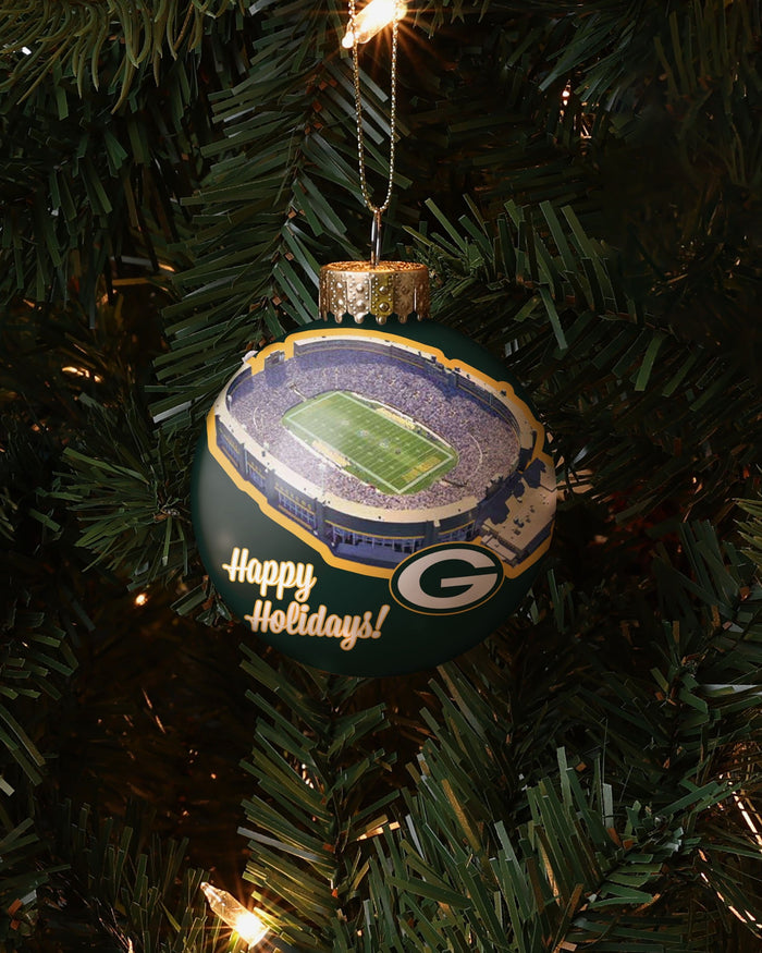 Green Bay Packers Stadium Print Glass Ball Ornament FOCO - FOCO.com