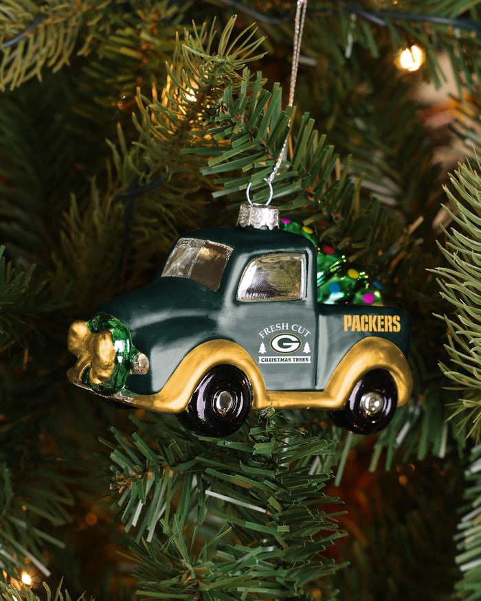 Green Bay Packers NFL Blown Glass Truck Ornament