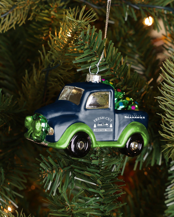 Seattle Seahawks Blown Glass Truck Ornament FOCO - FOCO.com