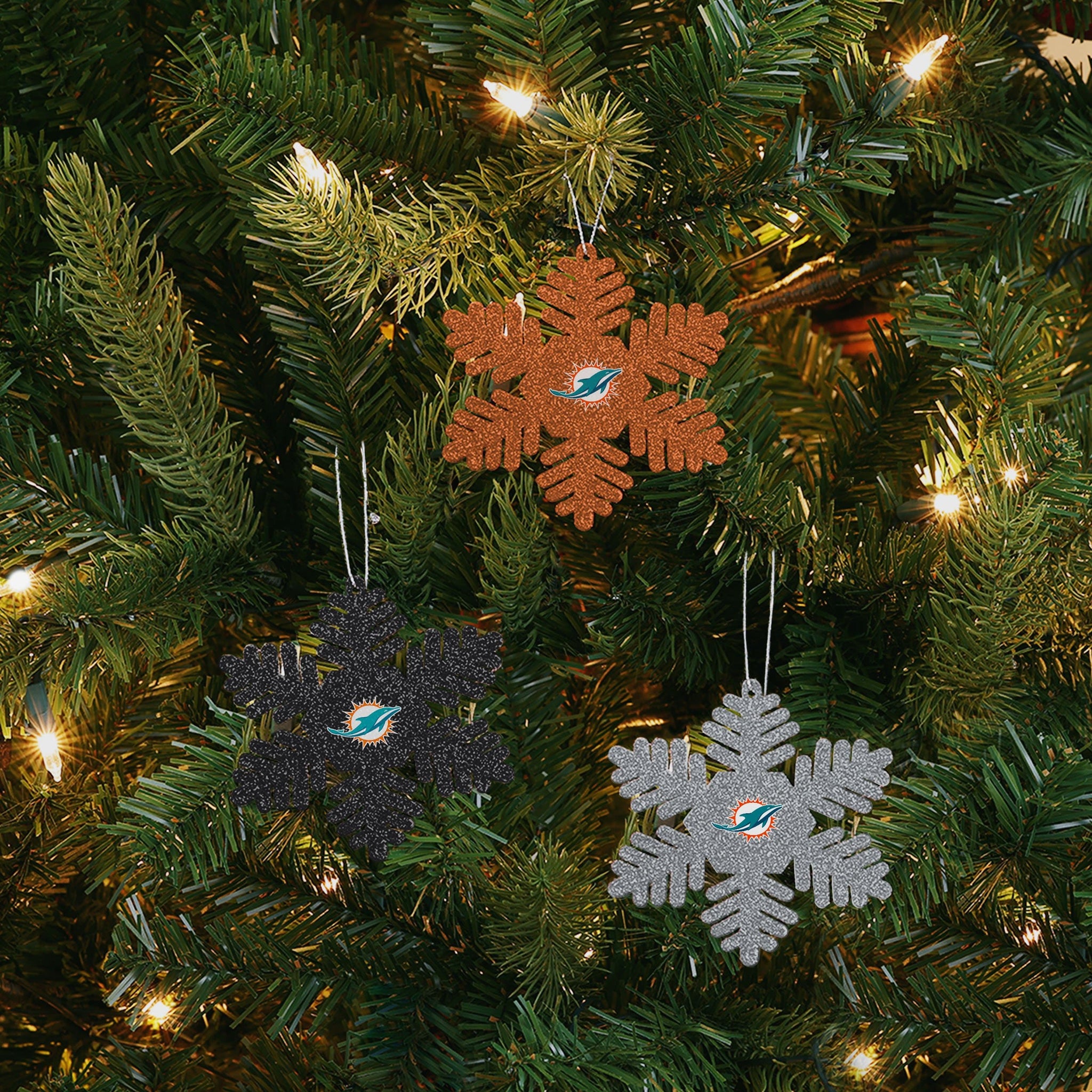 Miami Dolphins Snowflake Christmas Ornament