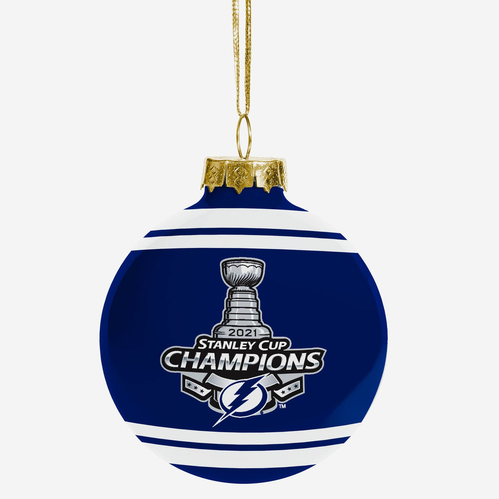 Tampa Bay Lightning 2021 Stanley Cup Champions Glass Ball Ornament FOCO