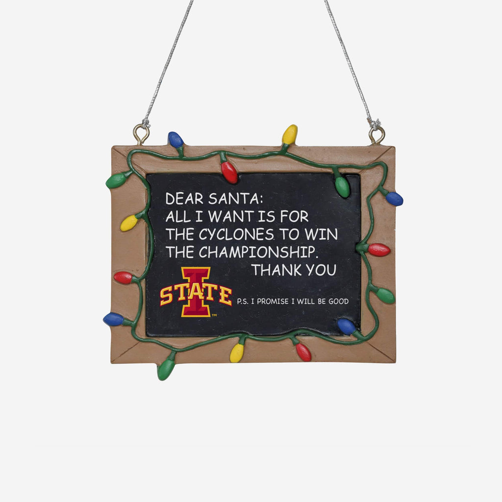 Iowa State Cyclones Chalkboard Sign Ornament FOCO - FOCO.com