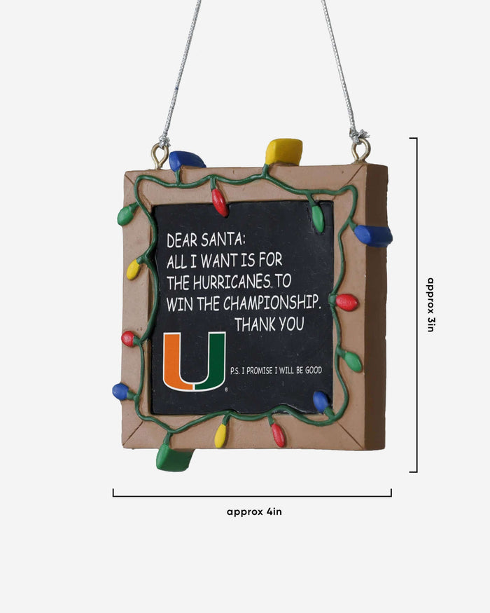 Miami Hurricanes Resin Chalkboard Sign Ornament FOCO - FOCO.com