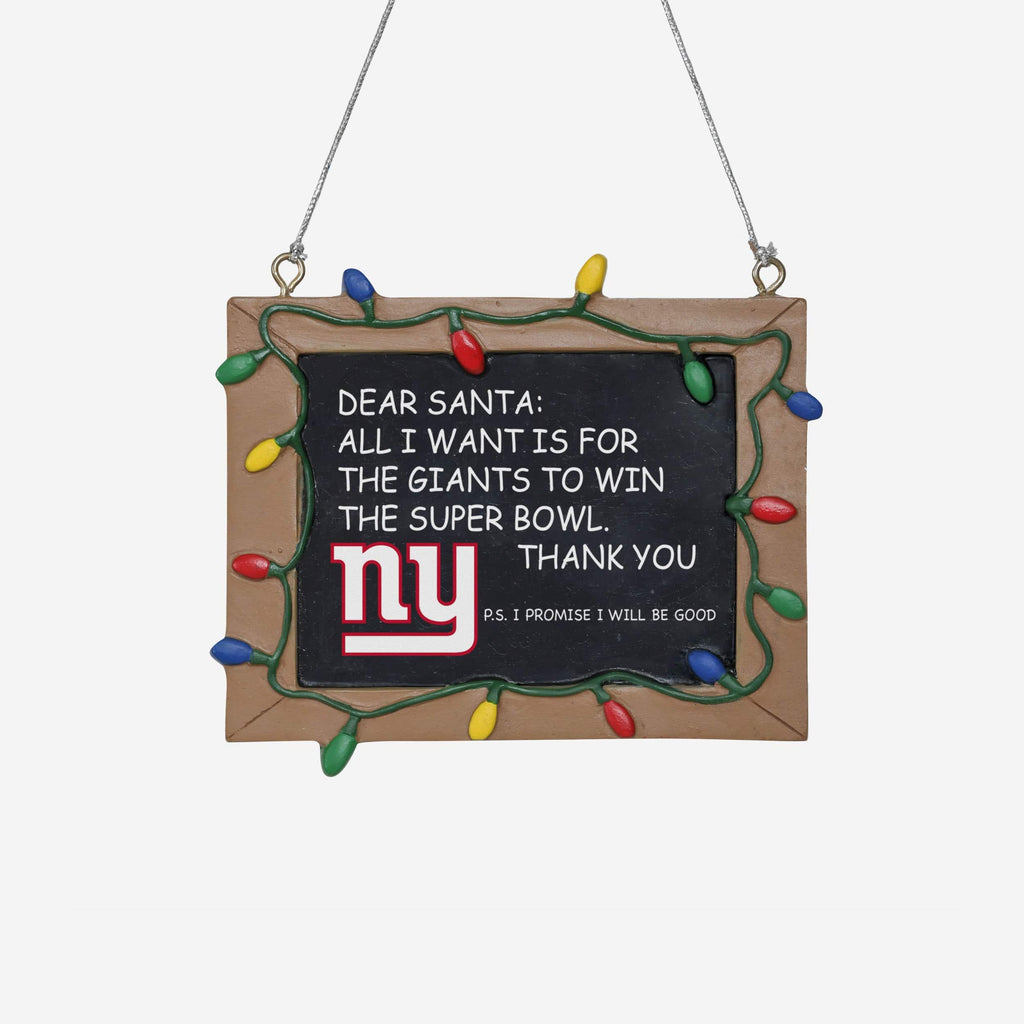 New York Giants Chalkboard Sign Ornament FOCO - FOCO.com