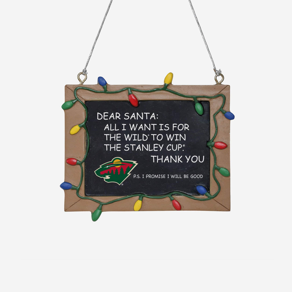 Minnesota Wild Resin Chalkboard Sign Ornament FOCO - FOCO.com