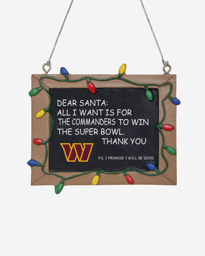 Washington Commanders Resin Chalkboard Sign Ornament FOCO - FOCO.com