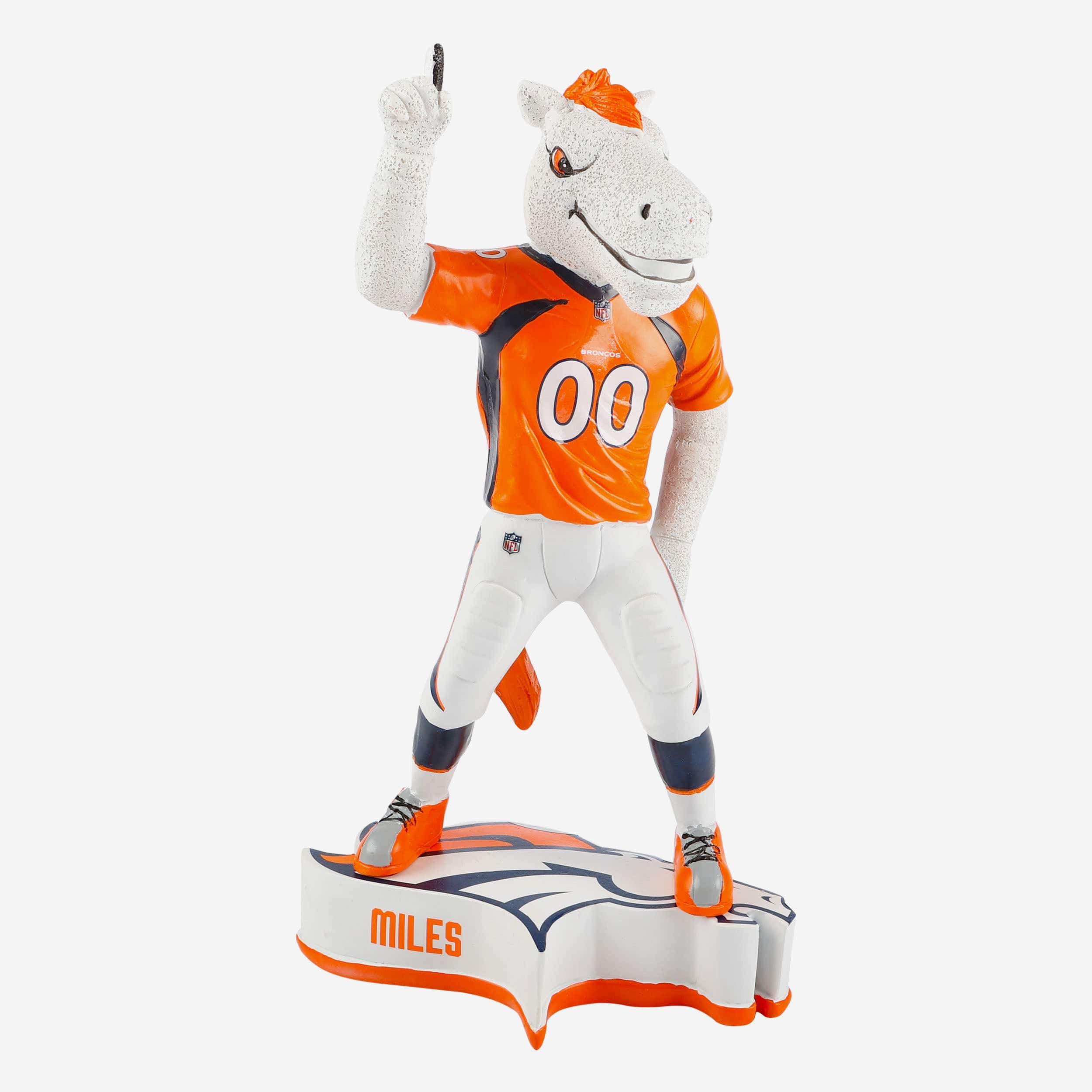 Miles, the Denver Broncos' mascot, pumps up the crowd in his Air