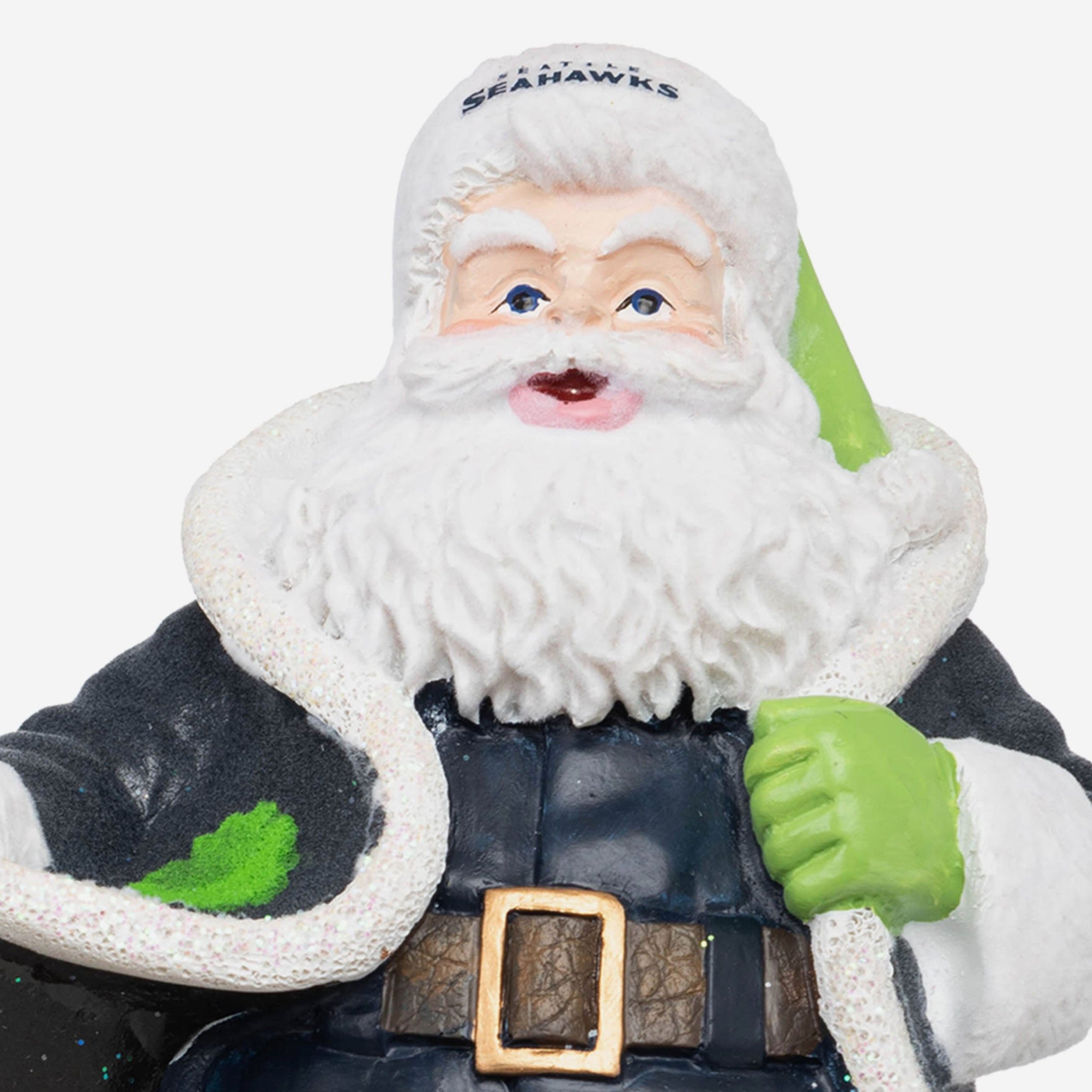 This Santa Claus Seattle Seahawks Funko POP! figure is ultra-festive