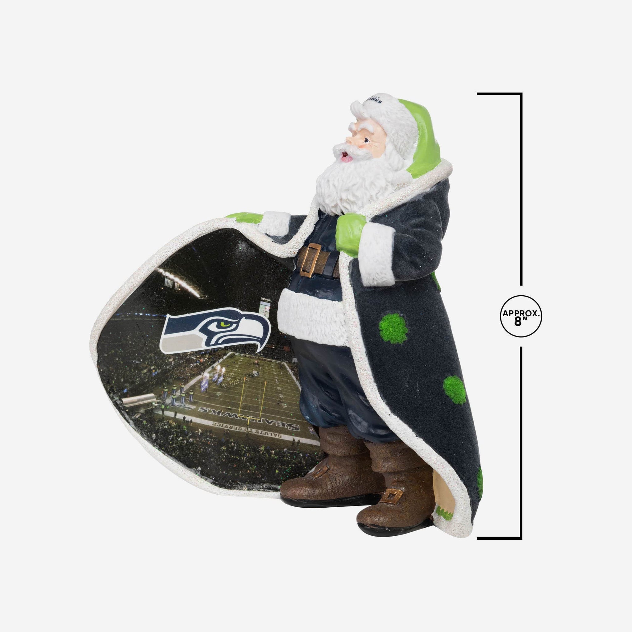 This Santa Claus Seattle Seahawks Funko POP! figure is ultra-festive