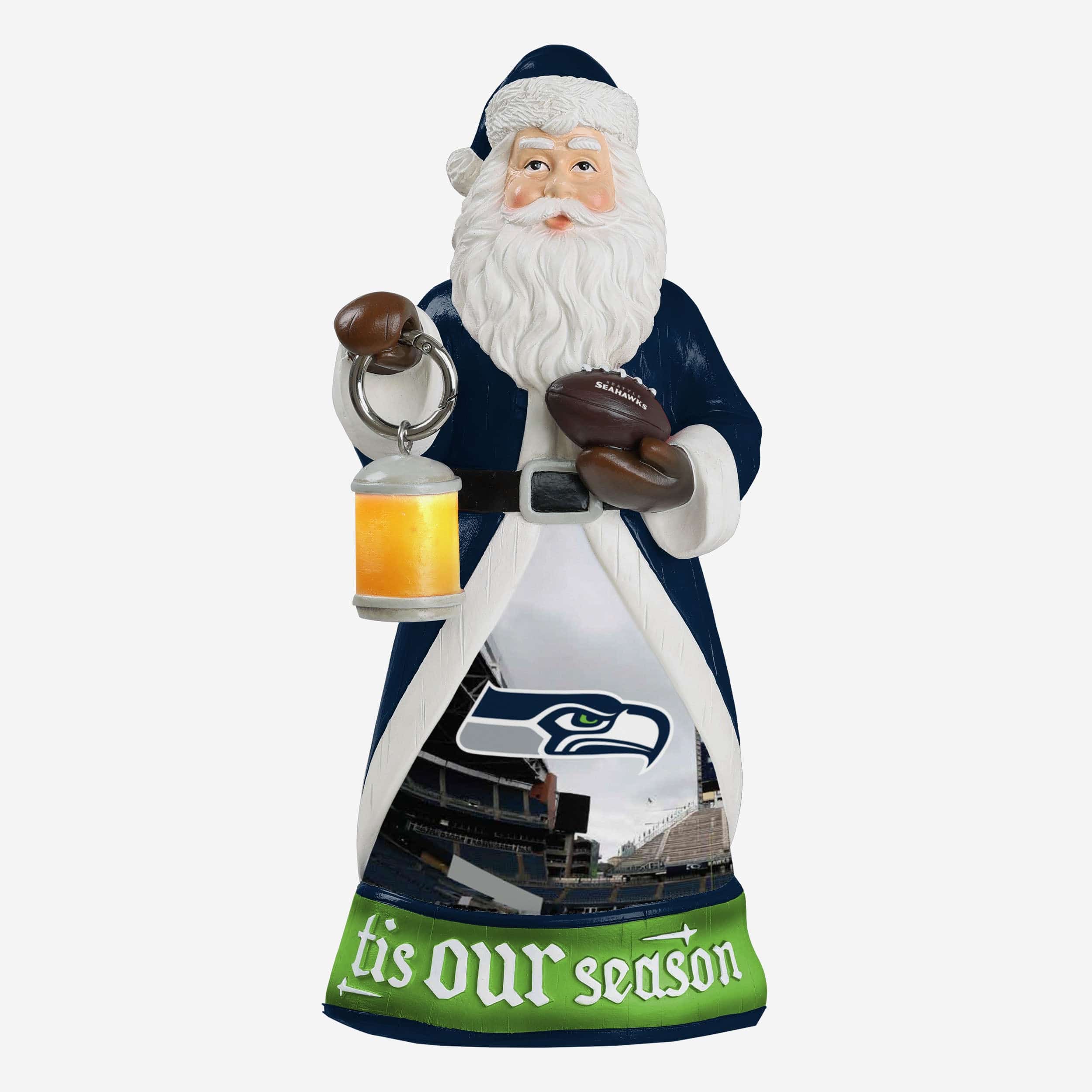 This Santa Claus Seattle Seahawks Funko POP! figure is ultra-festive