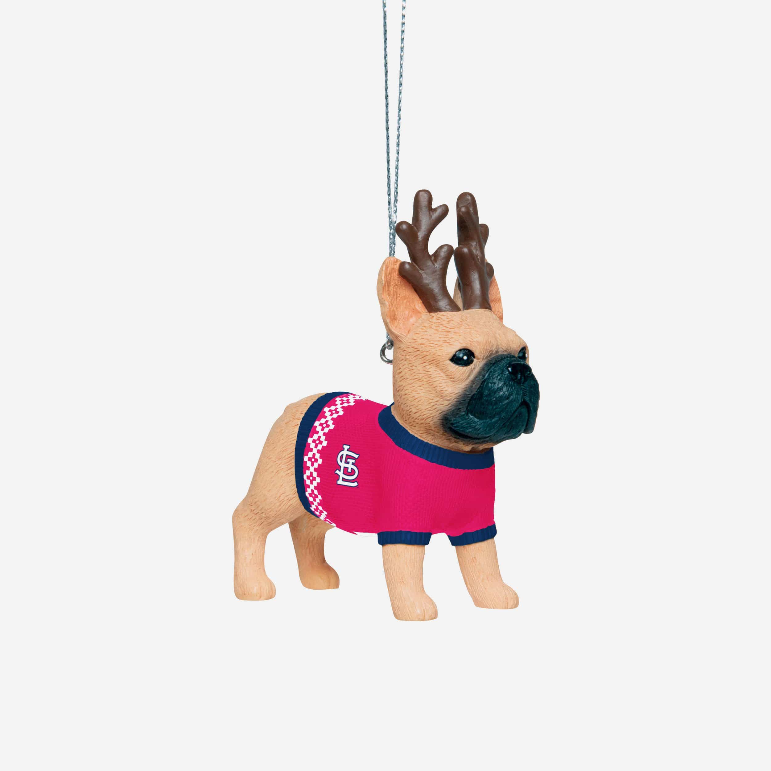 St Louis Cardinals French Bulldog Wearing Sweater Ornament FOCO