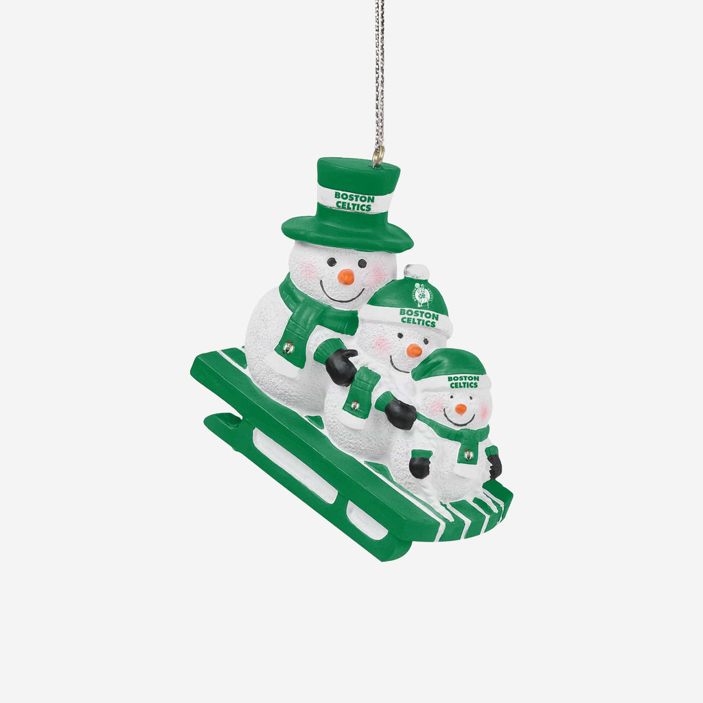 Boston Celtics Sledding Snowmen Ornament FOCO - FOCO.com