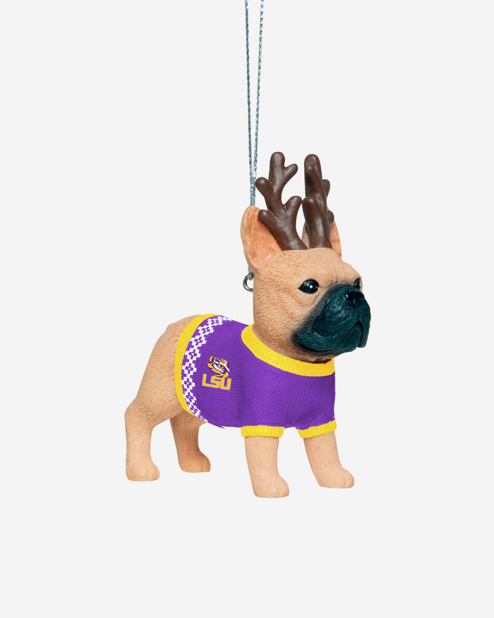 LSU Tigers French Bulldog Wearing Sweater Ornament FOCO - FOCO.com