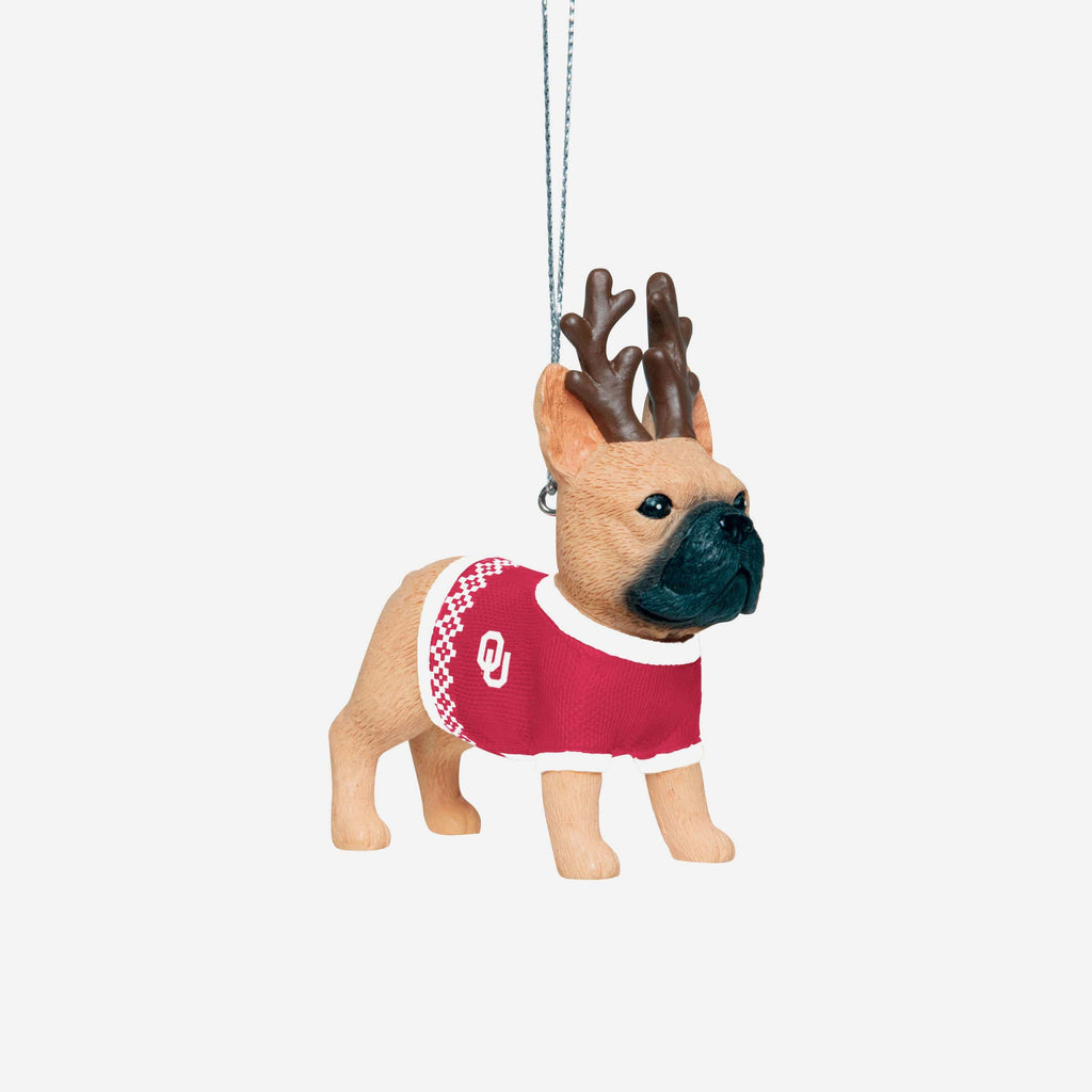 Oklahoma Sooners French Bulldog Wearing Sweater Ornament FOCO - FOCO.com