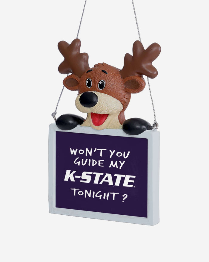 Kansas State Wildcats Reindeer With Sign Ornament FOCO - FOCO.com