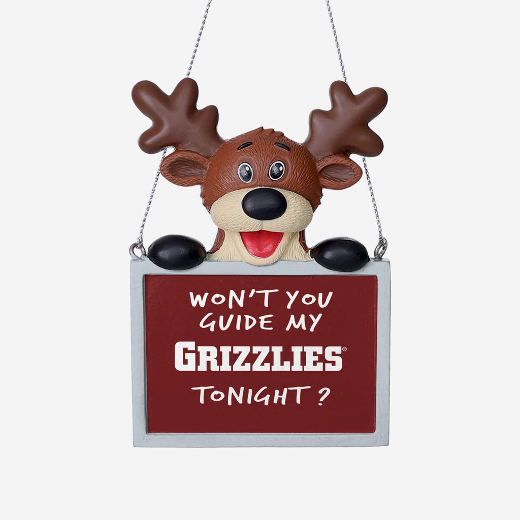 Montana Grizzlies Reindeer With Sign Ornament FOCO - FOCO.com