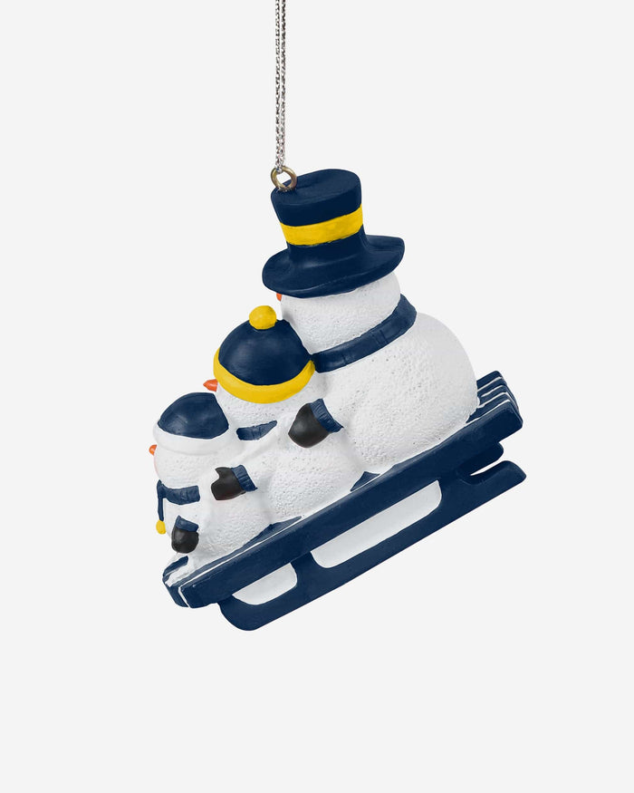 Michigan Wolverines Sledding Snowmen Ornament FOCO - FOCO.com