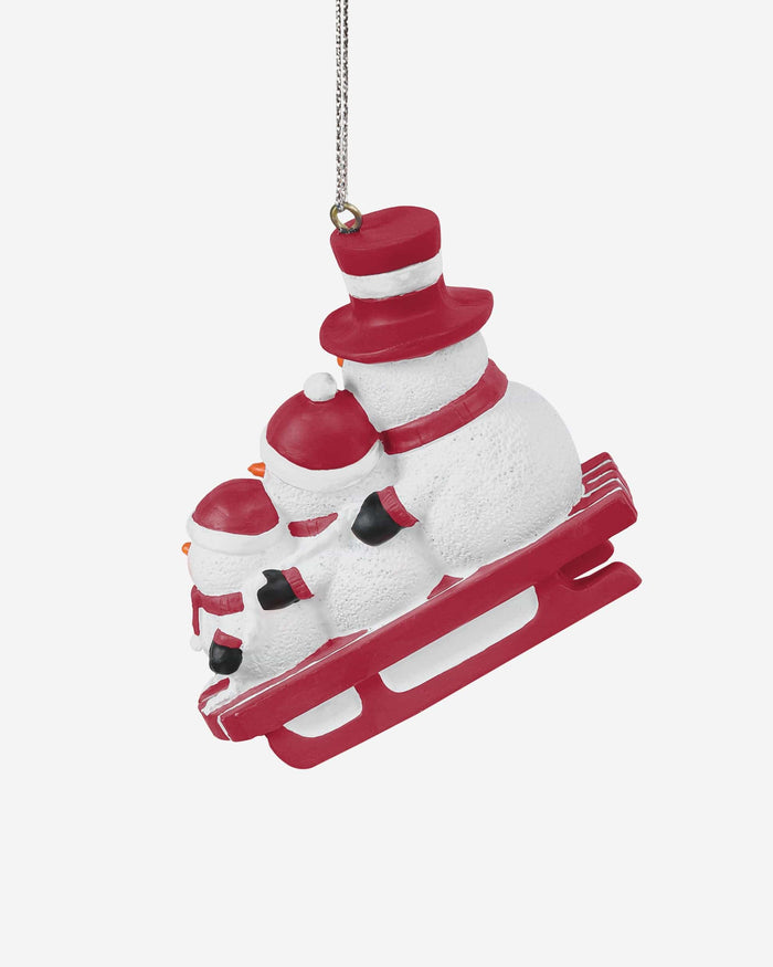 Oklahoma Sooners Sledding Snowmen Ornament FOCO - FOCO.com