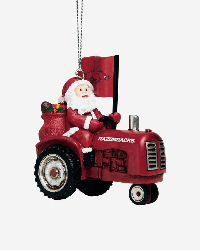 Arkansas Razorbacks Santa Riding Tractor Ornament FOCO - FOCO.com