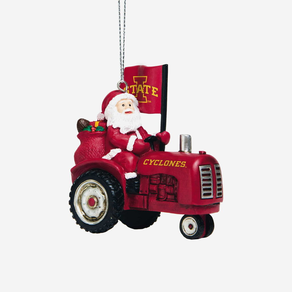 Iowa State Cyclones Santa Riding Tractor Ornament FOCO - FOCO.com