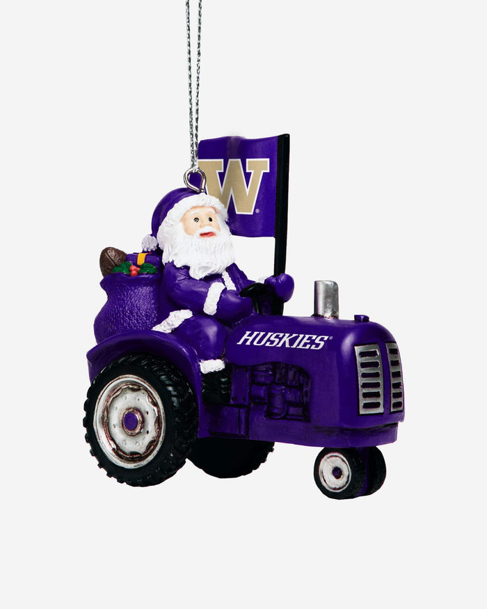 Washington Huskies Santa Riding Tractor Ornament FOCO - FOCO.com