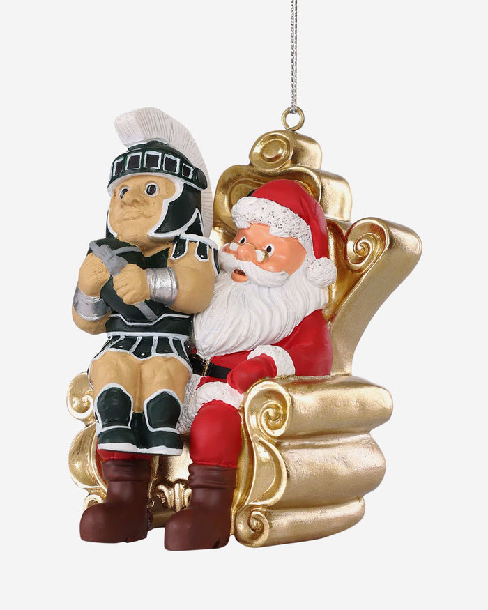 Sparty Michigan State Spartans Mascot On Santa's Lap Ornament Foco - FOCO.com