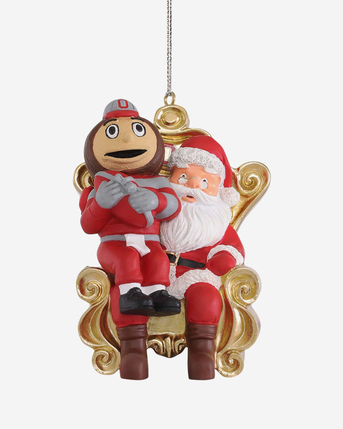 Brutus Buckeye Ohio State Buckeyes Mascot On Santa's Lap Ornament Foco - FOCO.com