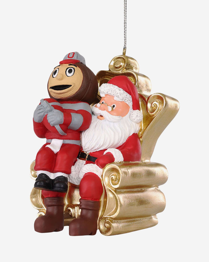 Brutus Buckeye Ohio State Buckeyes Mascot On Santa's Lap Ornament Foco - FOCO.com