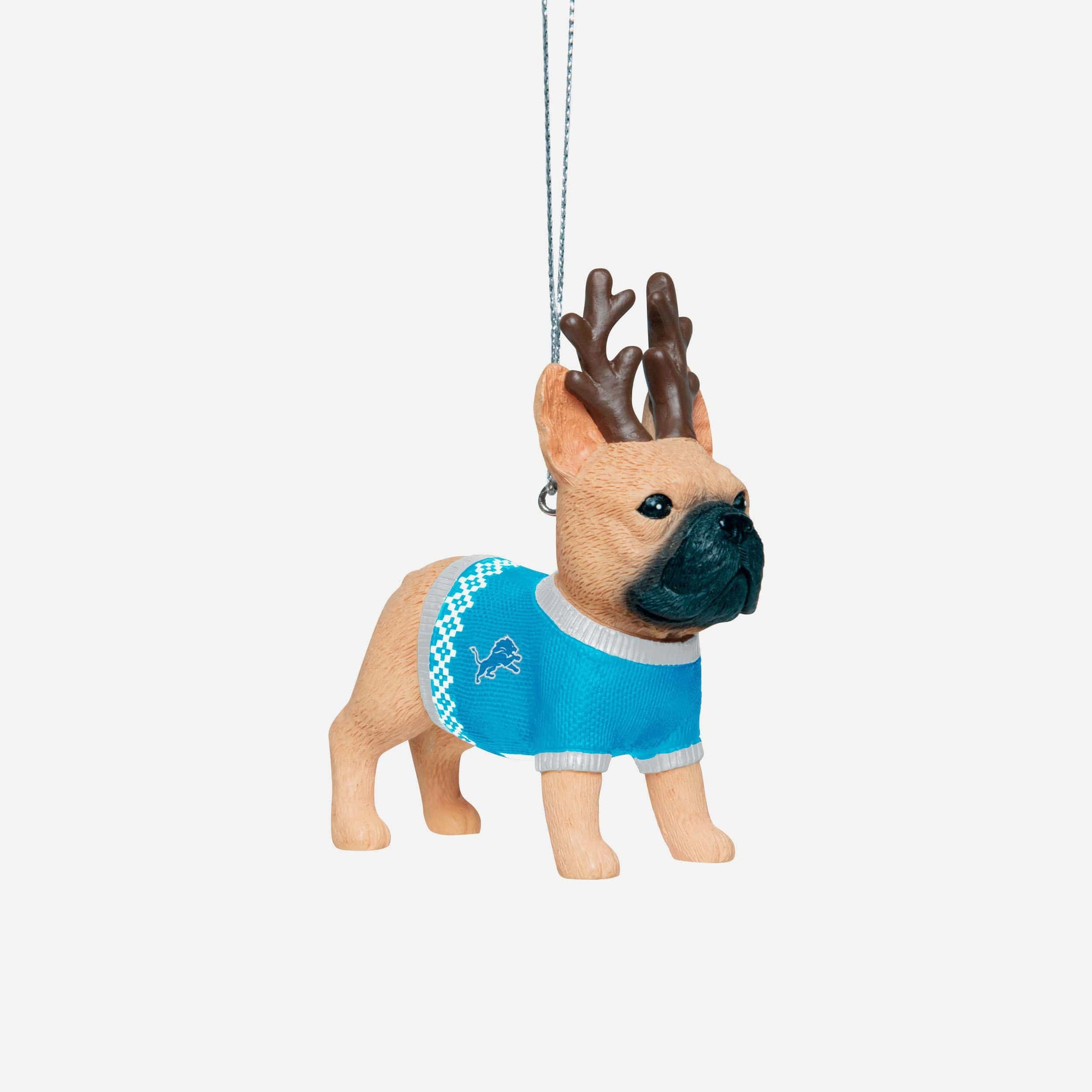 Detroit Lions French Bulldog Wearing Sweater Ornament FOCO