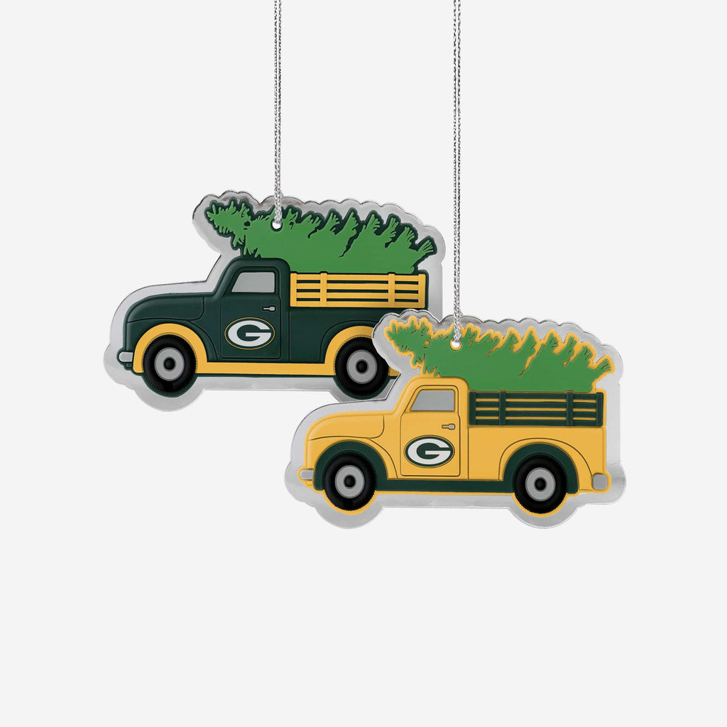Green Bay Packers 2 Pack Flat Metal Truck Ornaments FOCO - FOCO.com