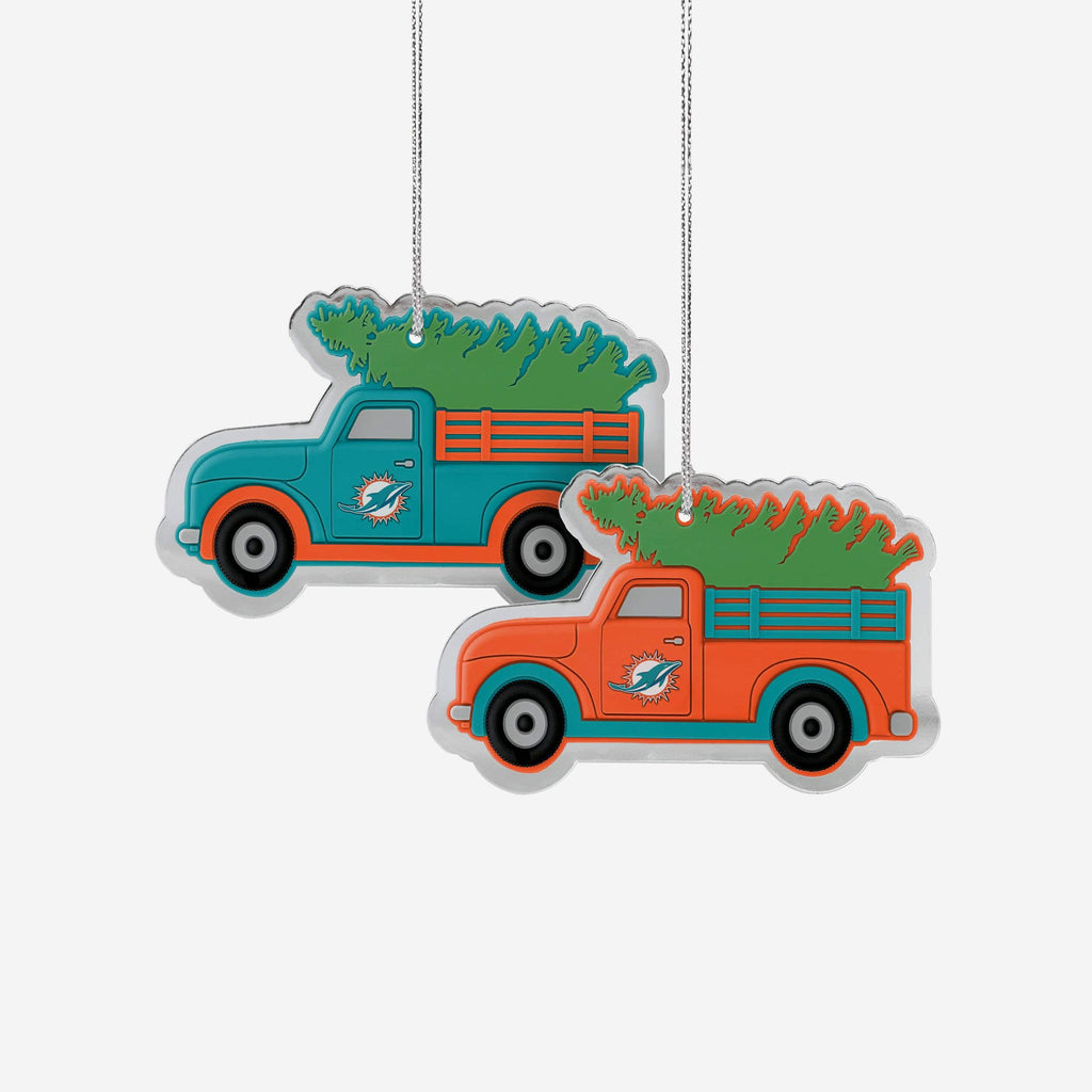 Miami Dolphins 2 Pack Flat Metal Truck Ornaments FOCO - FOCO.com