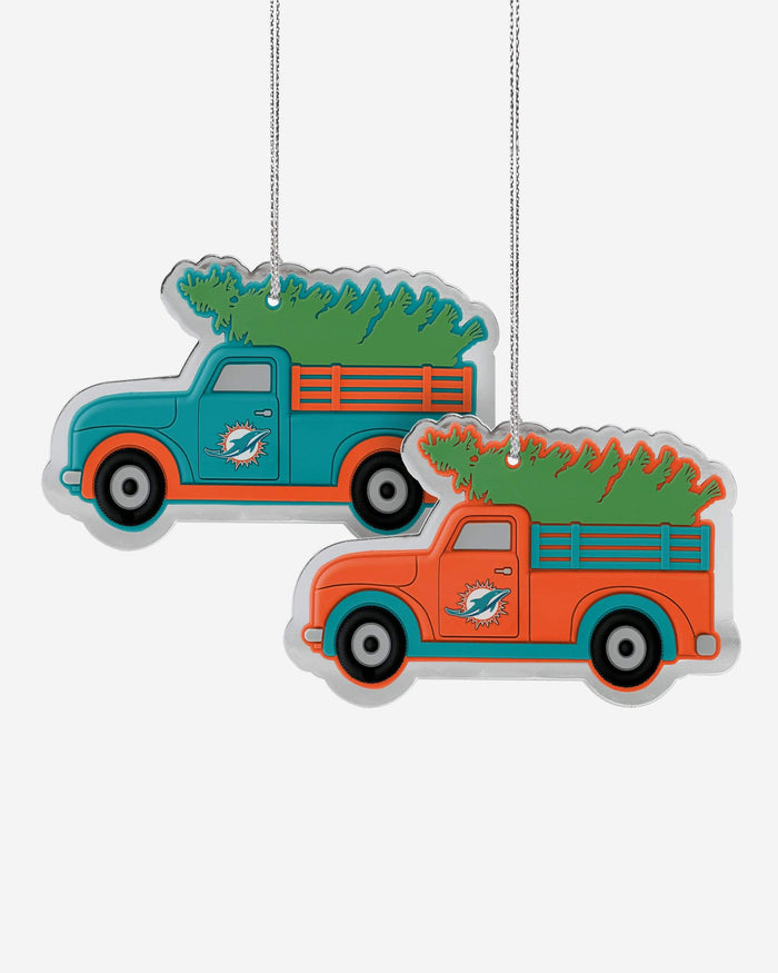 Miami Dolphins 2 Pack Flat Metal Truck Ornaments FOCO - FOCO.com