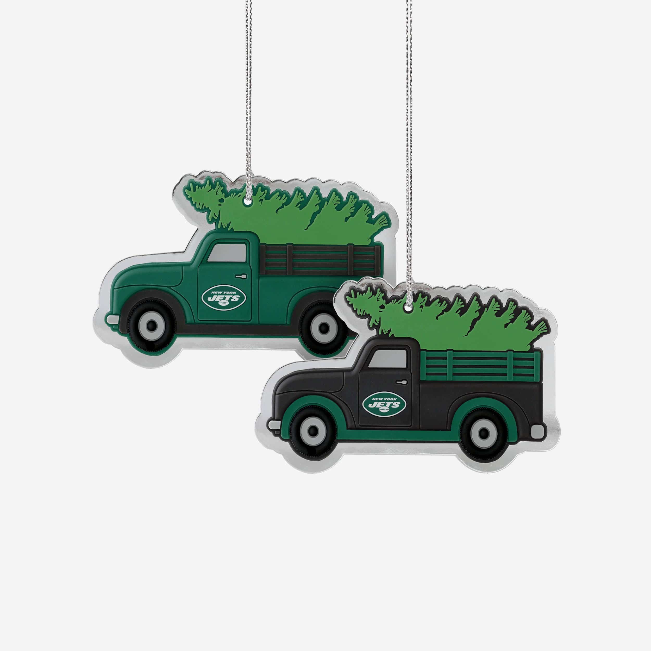 New York Jets NFL 2 Pack Flat Metal Truck Ornaments