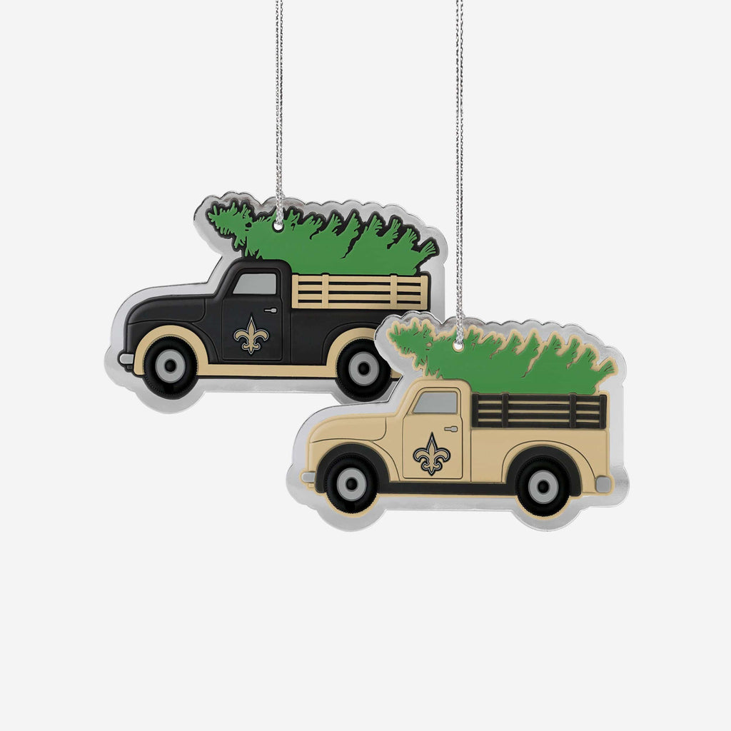 New Orleans Saints 2 Pack Flat Metal Truck Ornaments FOCO - FOCO.com