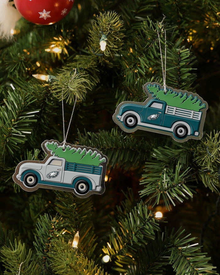 Philadelphia Eagles NFL 2 Pack Flat Metal Truck Ornaments