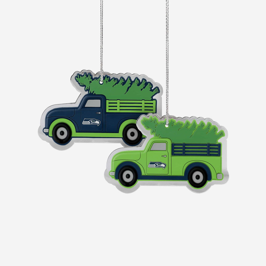 Seattle Seahawks 2 Pack Flat Metal Truck Ornaments FOCO - FOCO.com