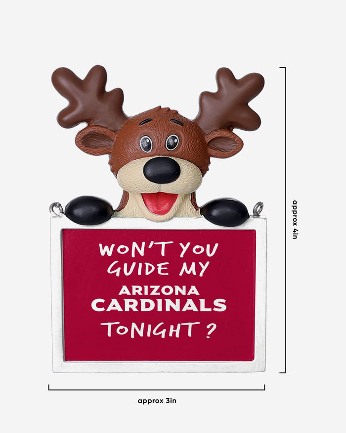 Arizona Cardinals Reindeer With Sign Ornament Foco - FOCO.com