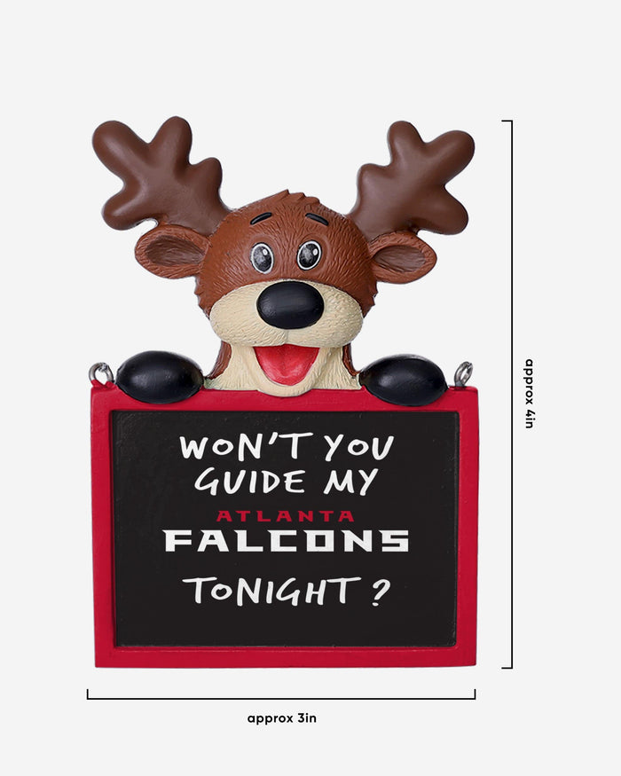 Atlanta Falcons Reindeer With Sign Ornament FOCO - FOCO.com