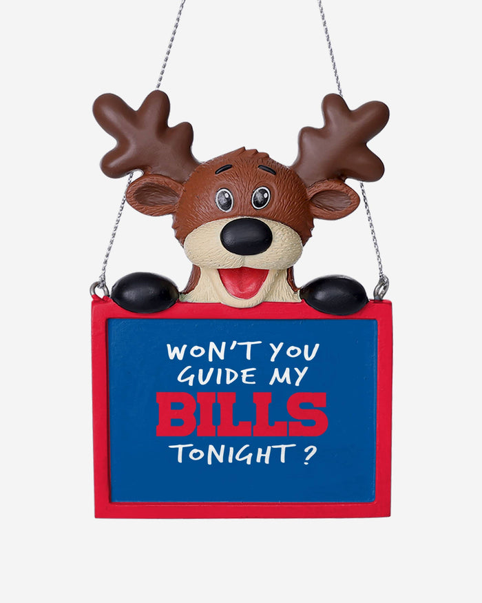 Buffalo Bills Reindeer With Sign Ornament FOCO - FOCO.com