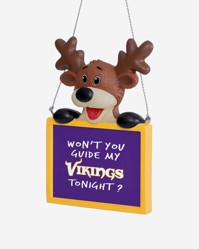 Minnesota Vikings Reindeer With Sign Ornament FOCO - FOCO.com