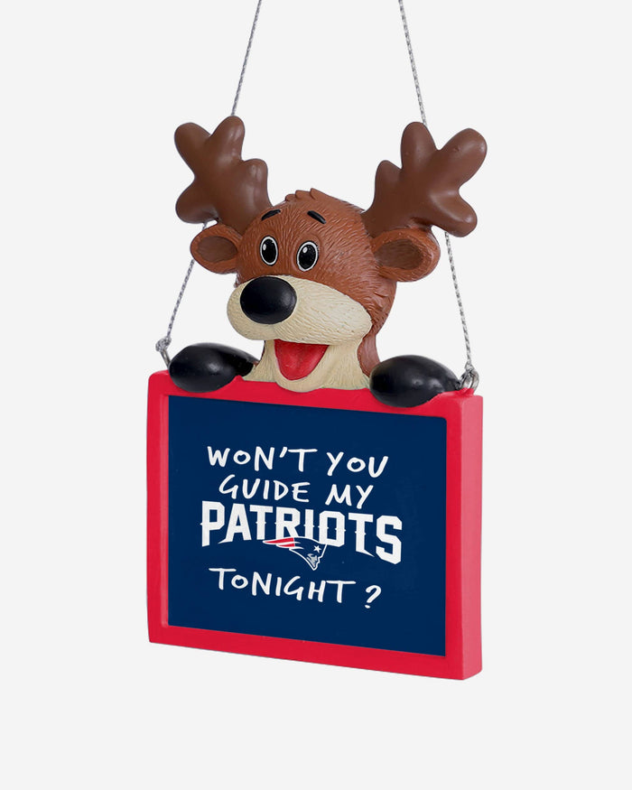 New England Patriots Reindeer With Sign Ornament FOCO - FOCO.com