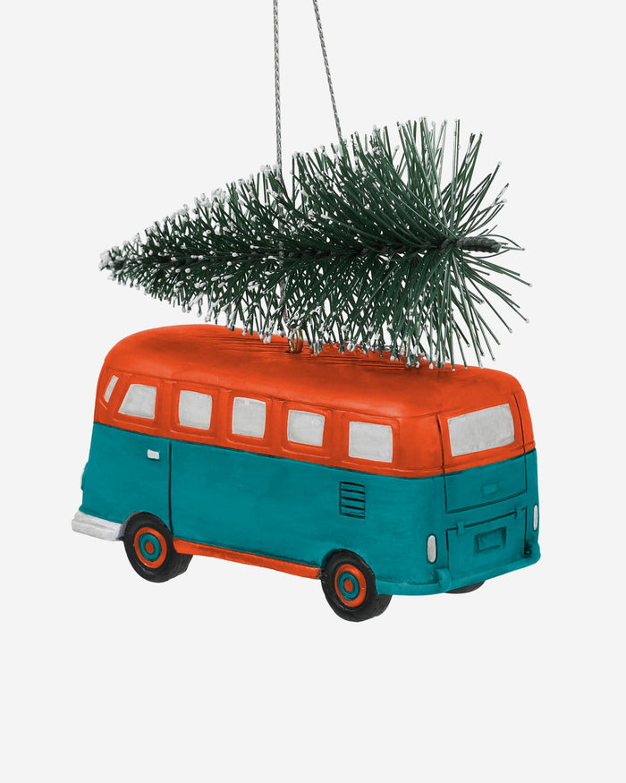 Miami Dolphins Retro Bus With Tree Ornament Foco - FOCO.com