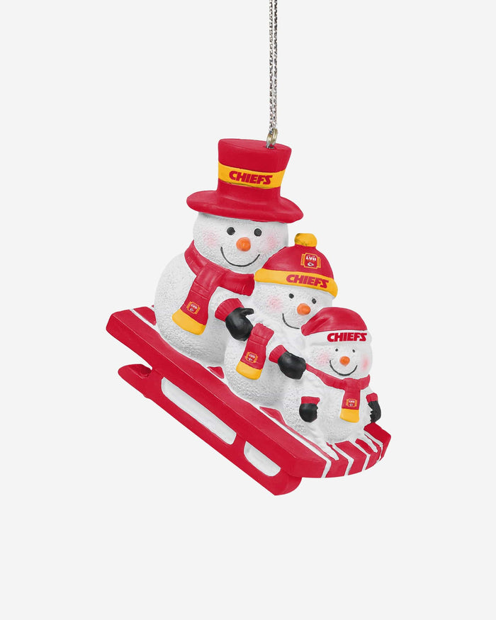 Kansas City Chiefs Super Bowl LVII Champions Snowmen Sledding Ornament FOCO - FOCO.com