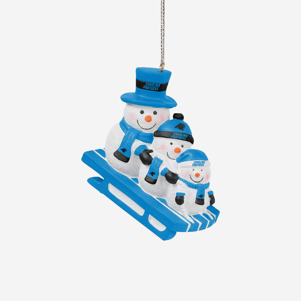 Carolina Panthers Sledding Snowmen Ornament FOCO - FOCO.com