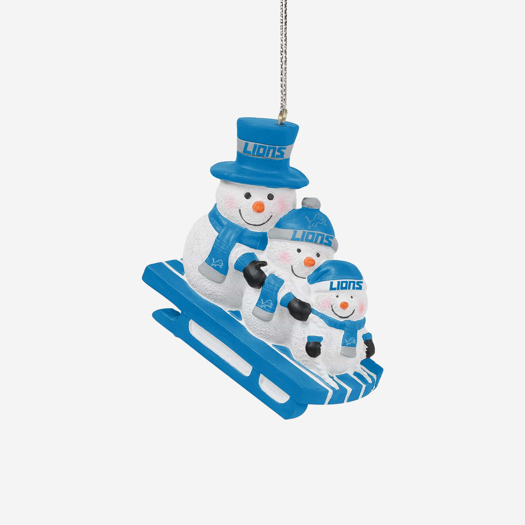 Detroit Lions Sledding Snowmen Ornament FOCO - FOCO.com